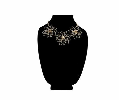 Gold Flower Faux Diamond Necklace