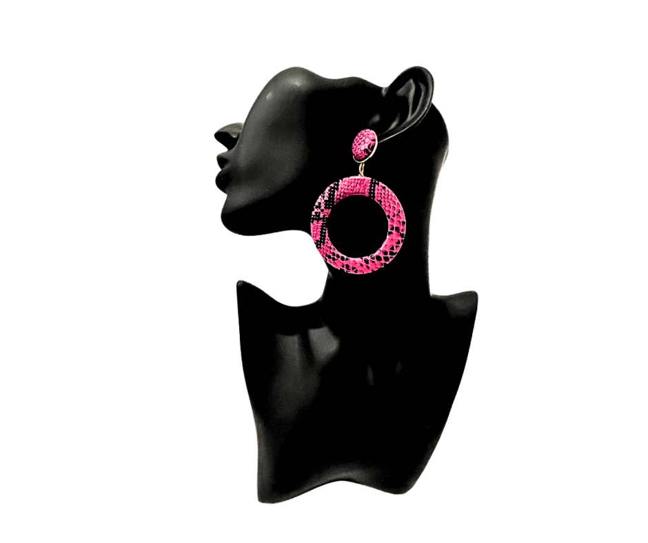 Faux Leather Pink Earrings