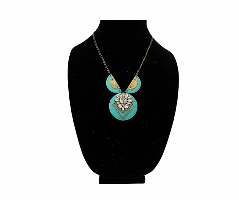 Turquoise Faux Diamond Necklace