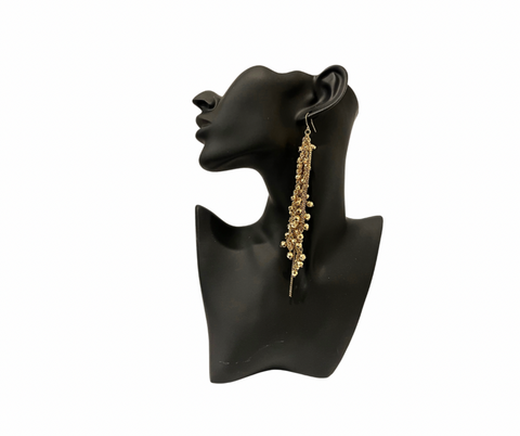 Gold Long Cluster Earrings