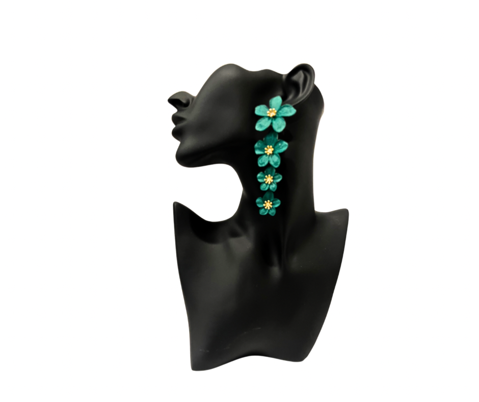 Green Flower Earrings