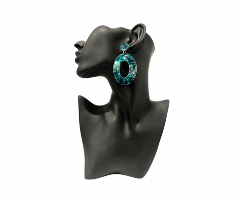 Marble Emerald Green Earrings