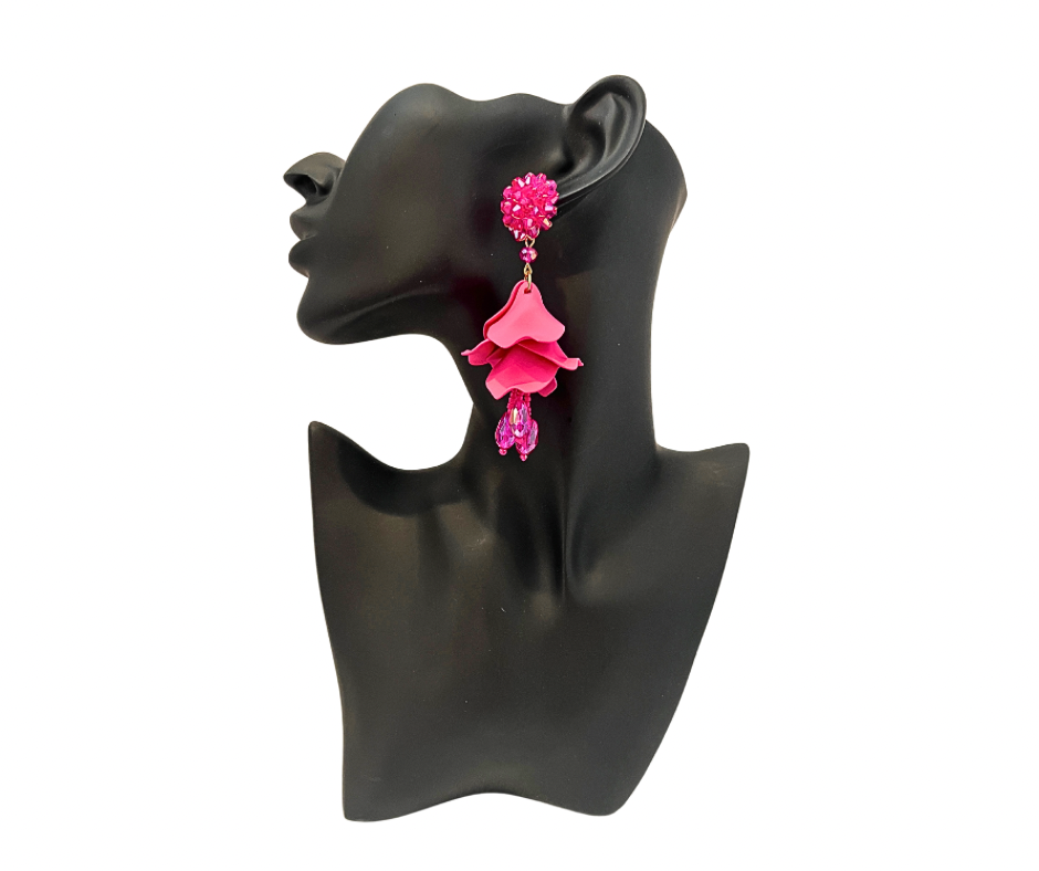 Hot Pink Gem Earrings