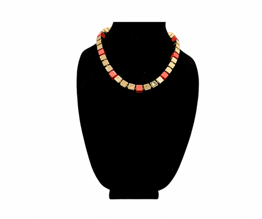 Orange Red Gold Necklace