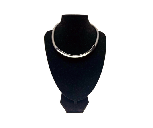 Black Faux Leather Metal Choker