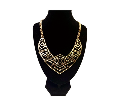 Gold Abstract Metal Necklace