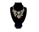 Silver Metal With Light Blue Faux Gems Necklace
