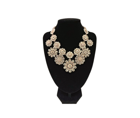 Rose Petal Faux Diamond Necklace